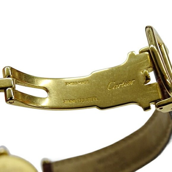 Cartier Watch Ladies Brand Must Vendome Vermeil Quartz QZ 925 Leather 1851 Round - Picture 5 of 12